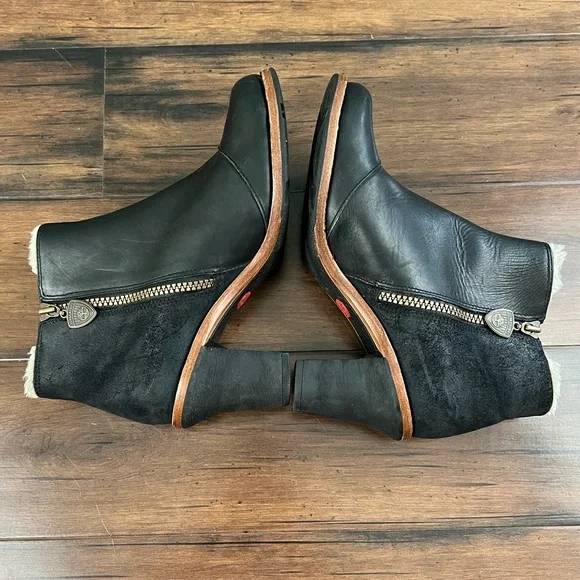 Timberland Black Leather Fur-Lined Ankle Boots - Size 7 - Picture 6 of 10